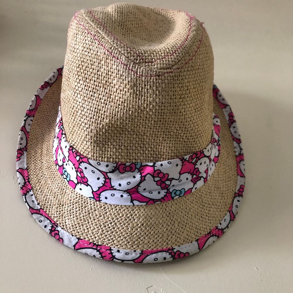 Hello Kitty Hat Fedora Hat Pink Trim Size Medium / Large